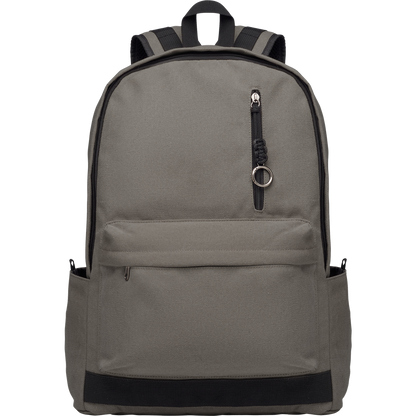 Recycled Canvas Laptop Backpack_STONE GREY_front