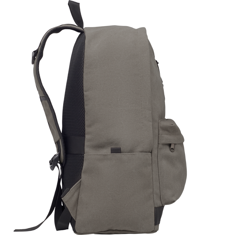 Recycled Canvas Laptop Backpack_STONE GREY_left