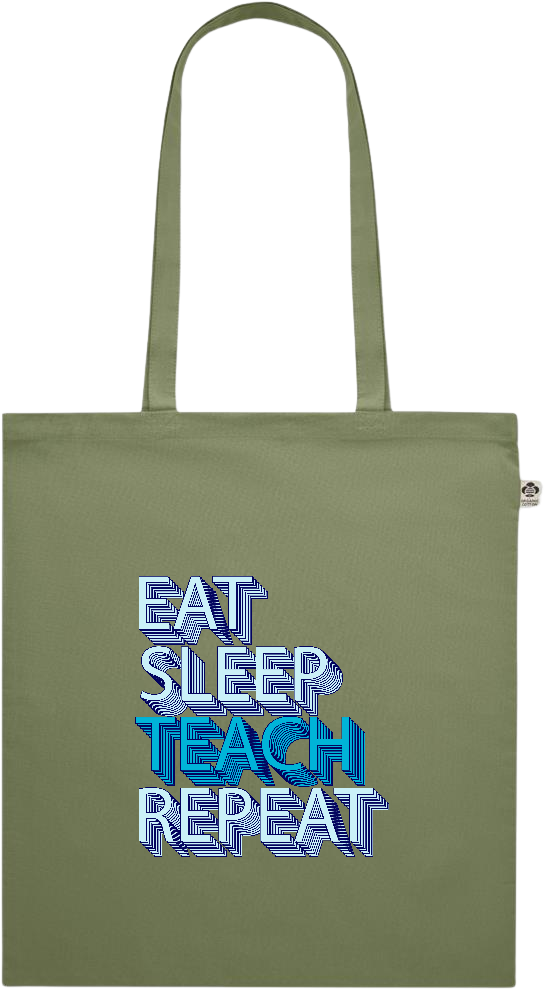 Eat Sleep Teach Repeat Design - Premium colored organic cotton shopping bag_GREEN_front