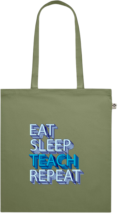 Eat Sleep Teach Repeat Design - Premium colored organic cotton shopping bag_GREEN_front