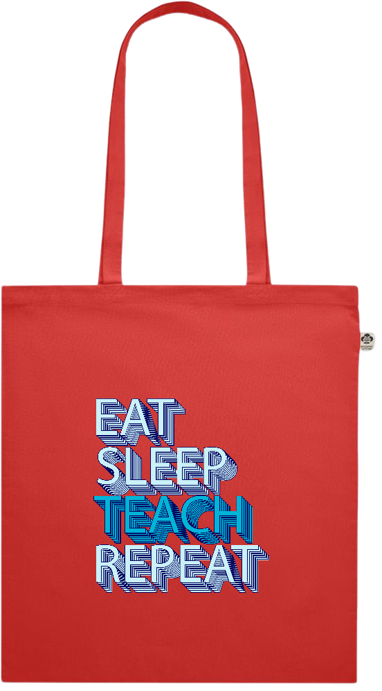 Eat Sleep Teach Repeat Design - Premium colored organic cotton shopping bag_RED_front