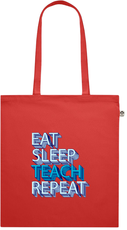 Eat Sleep Teach Repeat Design - Premium colored organic cotton shopping bag_RED_front