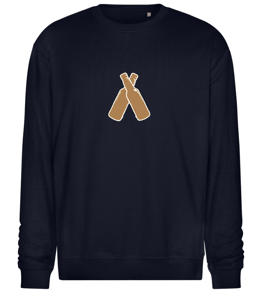 Two Beer Bottles Design - Comfort Essential Unisex Sweater_FRENCH NAVY_front