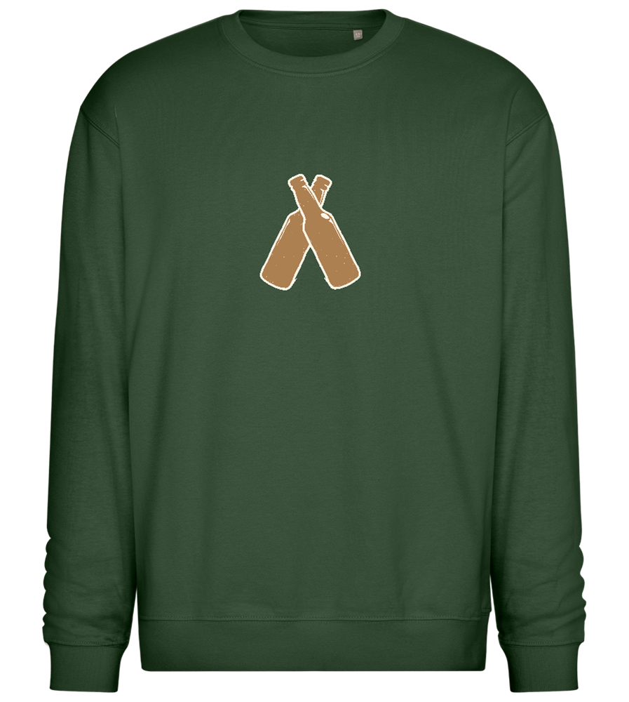 Two Beer Bottles Design - Comfort Essential Unisex Sweater_GREEN BOTTLE_front