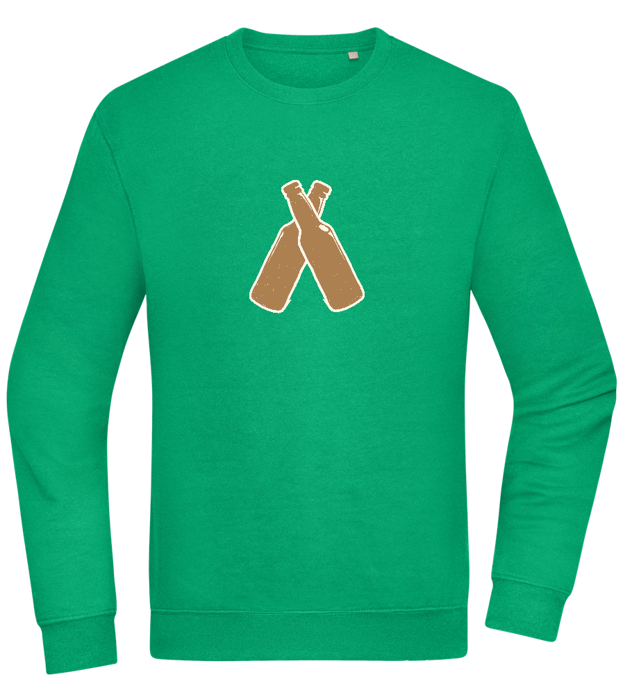 Two Beer Bottles Design - Comfort Essential Unisex Sweater_MEADOW GREEN_front