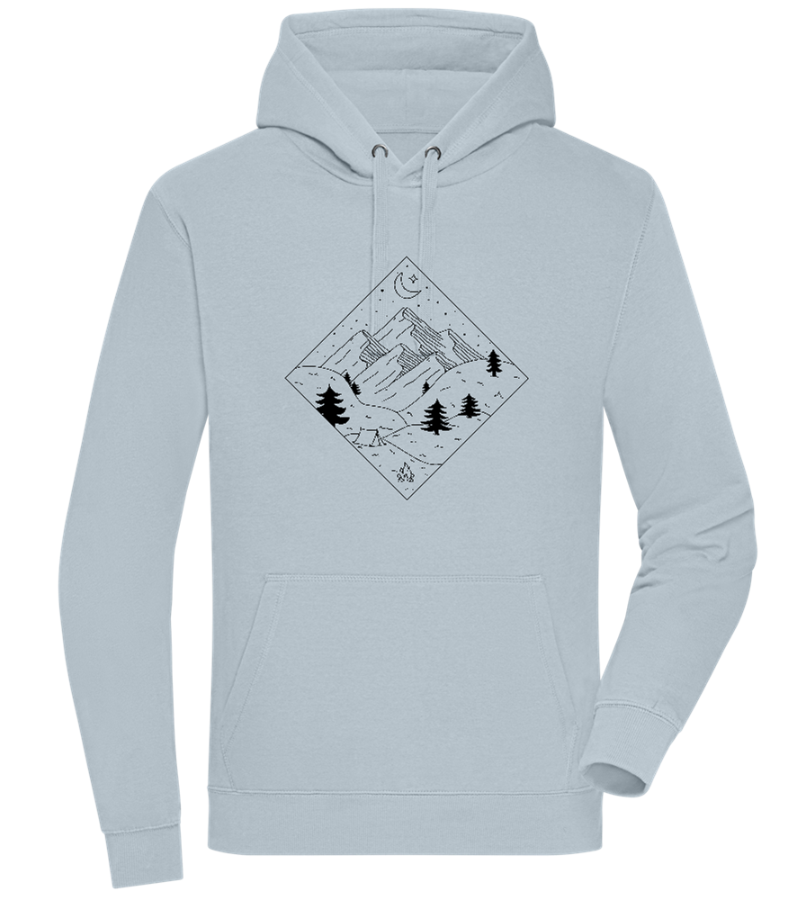 Mountain Landscape Outline Design - Premium unisex hoodie_CREAMY BLUE_front