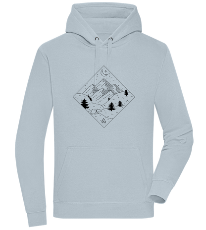 Mountain Landscape Outline Design - Premium unisex hoodie_CREAMY BLUE_front