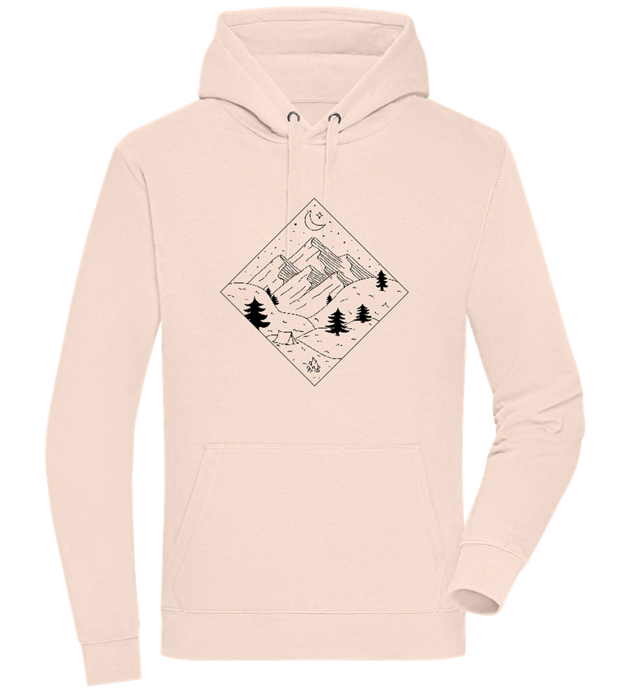 Mountain Landscape Outline Design - Premium unisex hoodie_LIGHT PEACH ROSE_front