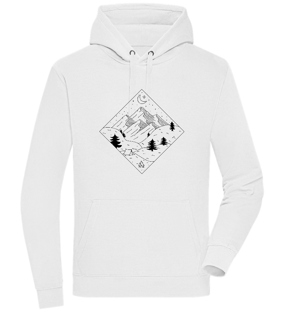 Mountain Landscape Outline Design - Premium unisex hoodie_WHITE_front