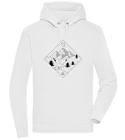 Mountain Landscape Outline Design - Premium unisex hoodie_WHITE_front