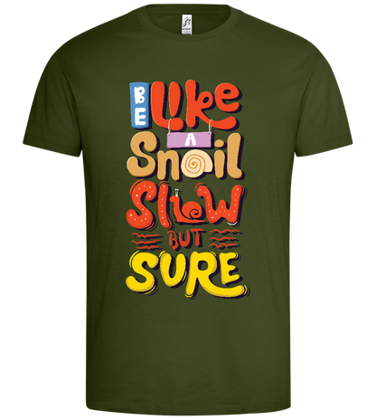 Snail,slow but Sure Design - Premium men's t-shirt_DARK KHAKI_front