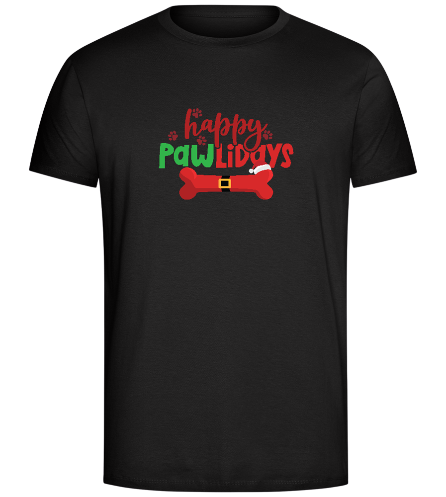 Happy Pawlidays Bone Design - Comfort Unisex T-Shirt_DEEP BLACK_front