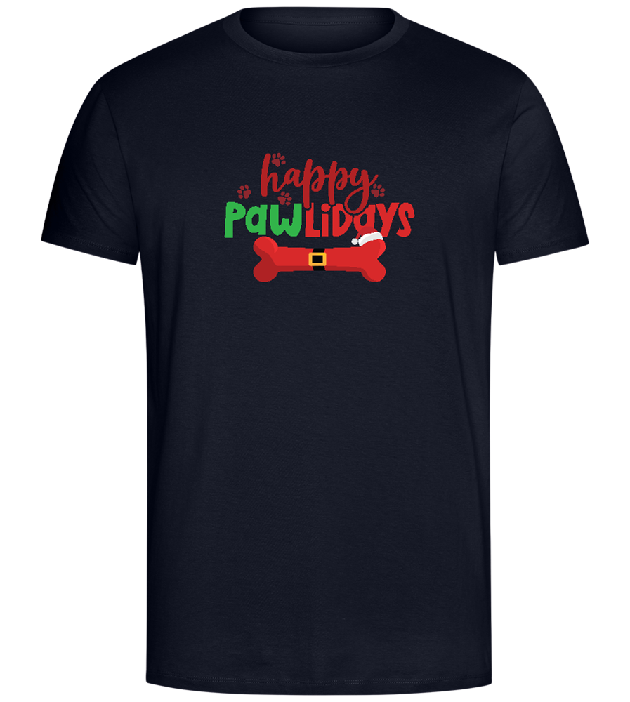 Happy Pawlidays Bone Design - Comfort Unisex T-Shirt_FRENCH NAVY_front