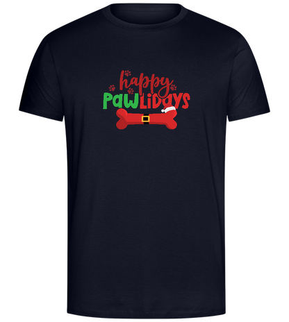 Happy Pawlidays Bone Design - Comfort Unisex T-Shirt_FRENCH NAVY_front