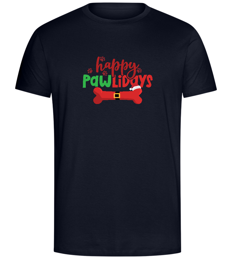 Happy Pawlidays Bone Design - Comfort Unisex T-Shirt_FRENCH NAVY_front