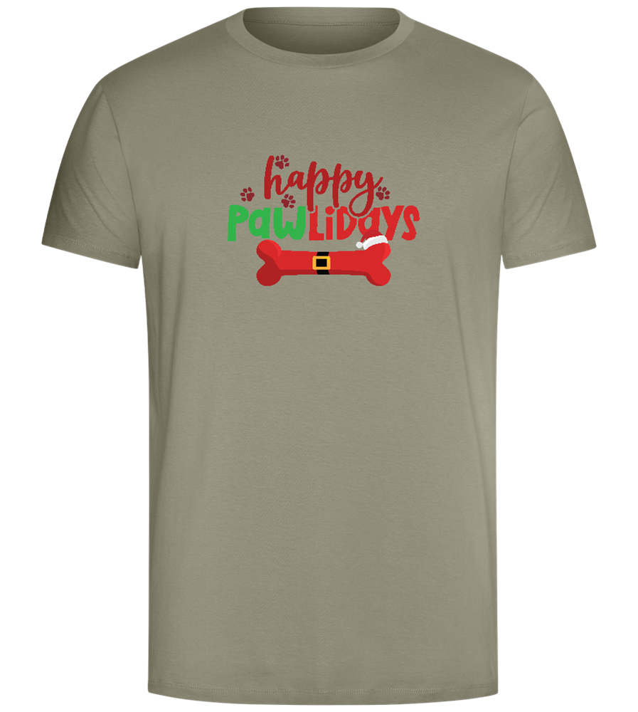 Happy Pawlidays Bone Design - Comfort Unisex T-Shirt_KHAKI_front