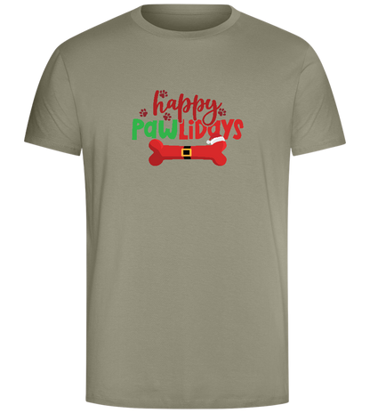 Happy Pawlidays Bone Design - Comfort Unisex T-Shirt_KHAKI_front