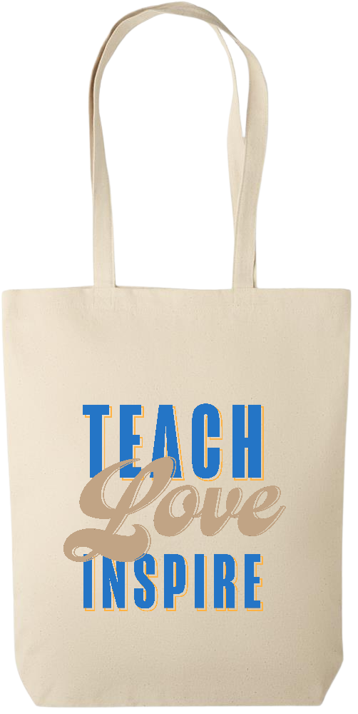 Teach Love Inspire Design - Premium canvas cotton tote bag_BEIGE_front