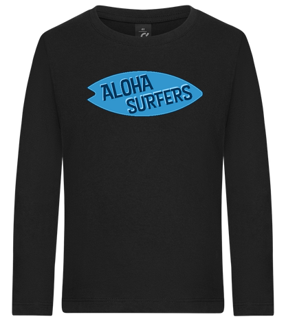Aloha Surfers Design - Premium kids long sleeve t-shirt_DEEP BLACK_front