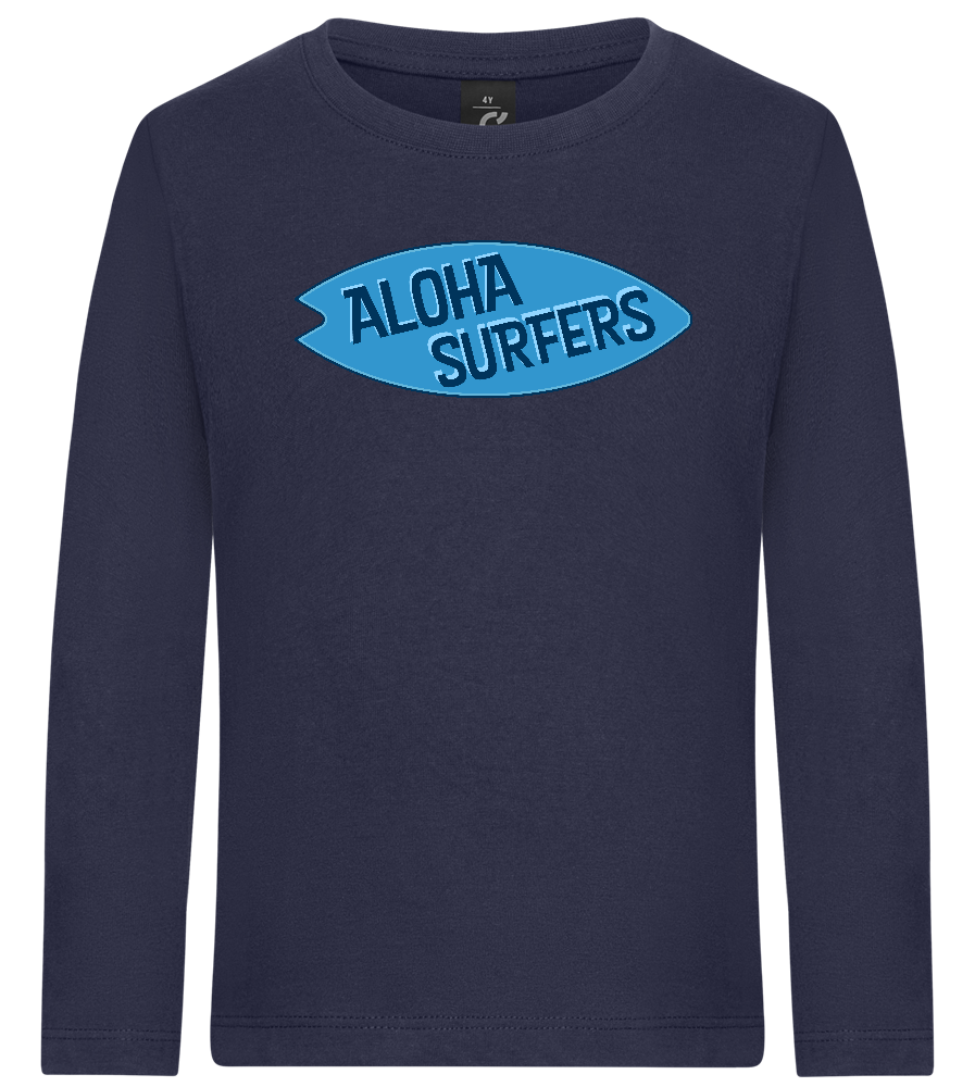 Aloha Surfers Design - Premium kids long sleeve t-shirt_FRENCH NAVY_front