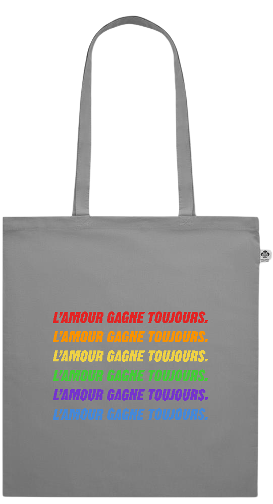 L'amour Gagne Toujours Design - Essential colored organic cotton tote bag_GREY_front