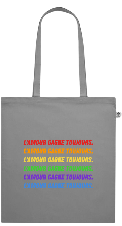 L'amour Gagne Toujours Design - Essential colored organic cotton tote bag_GREY_front