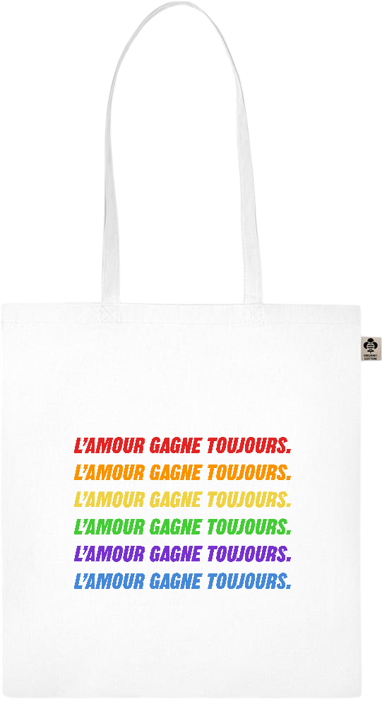 L'amour Gagne Toujours Design - Essential colored organic cotton tote bag_WHITE_front