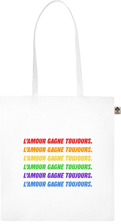 L'amour Gagne Toujours Design - Essential colored organic cotton tote bag_WHITE_front