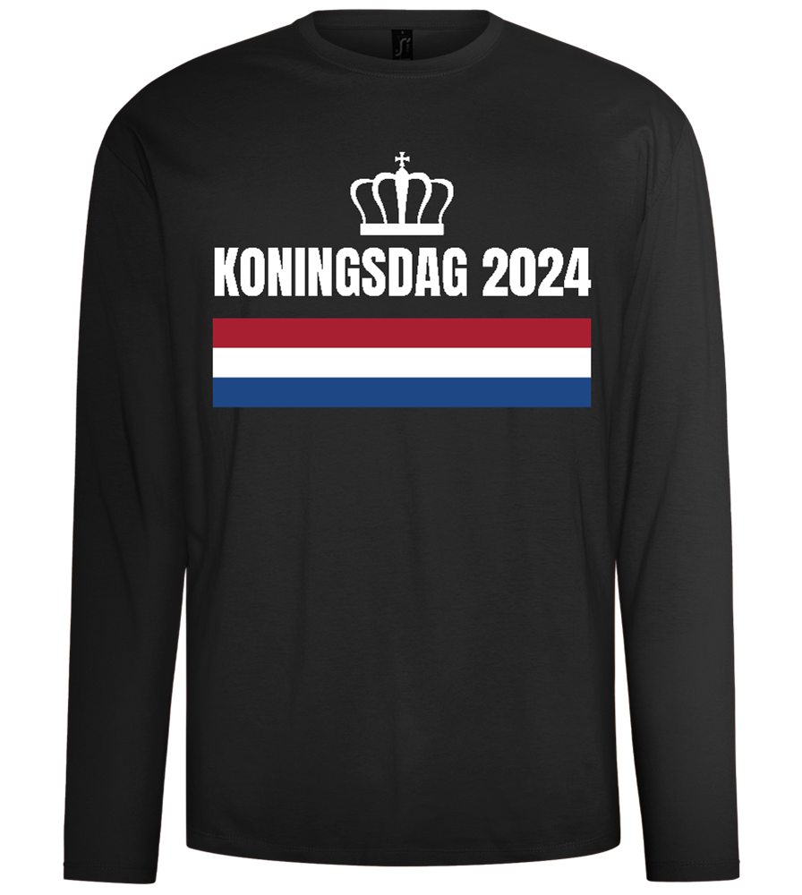 Kingsday Flag Design - Comfort men's long sleeve t-shirt_DEEP BLACK_front