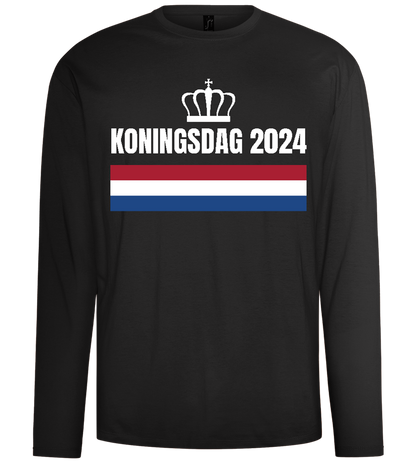 Kingsday Flag Design - Comfort men's long sleeve t-shirt_DEEP BLACK_front