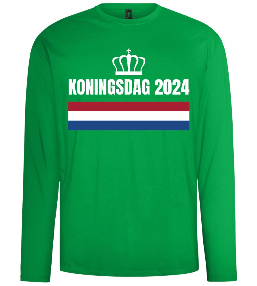 Kingsday Flag Design - Comfort men's long sleeve t-shirt_MEADOW GREEN_front