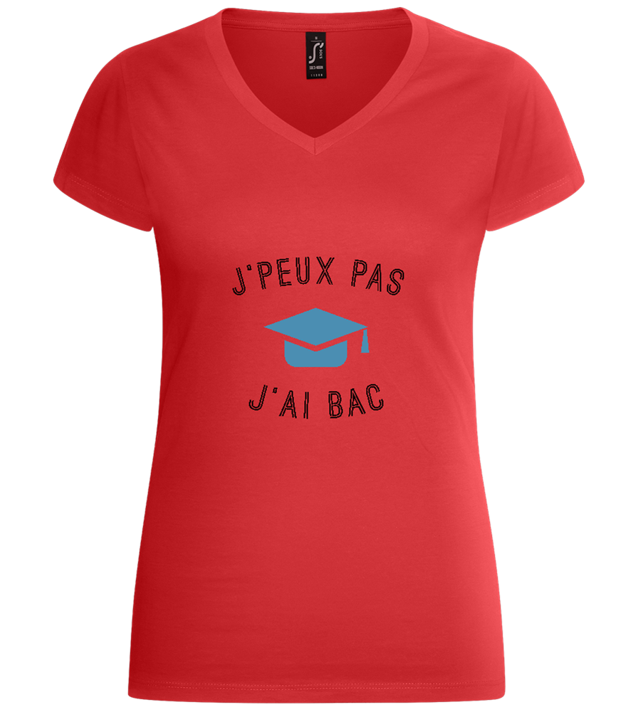 J'peux Pas J'ai Bac Design - Basic women's v-neck t-shirt_RED_front