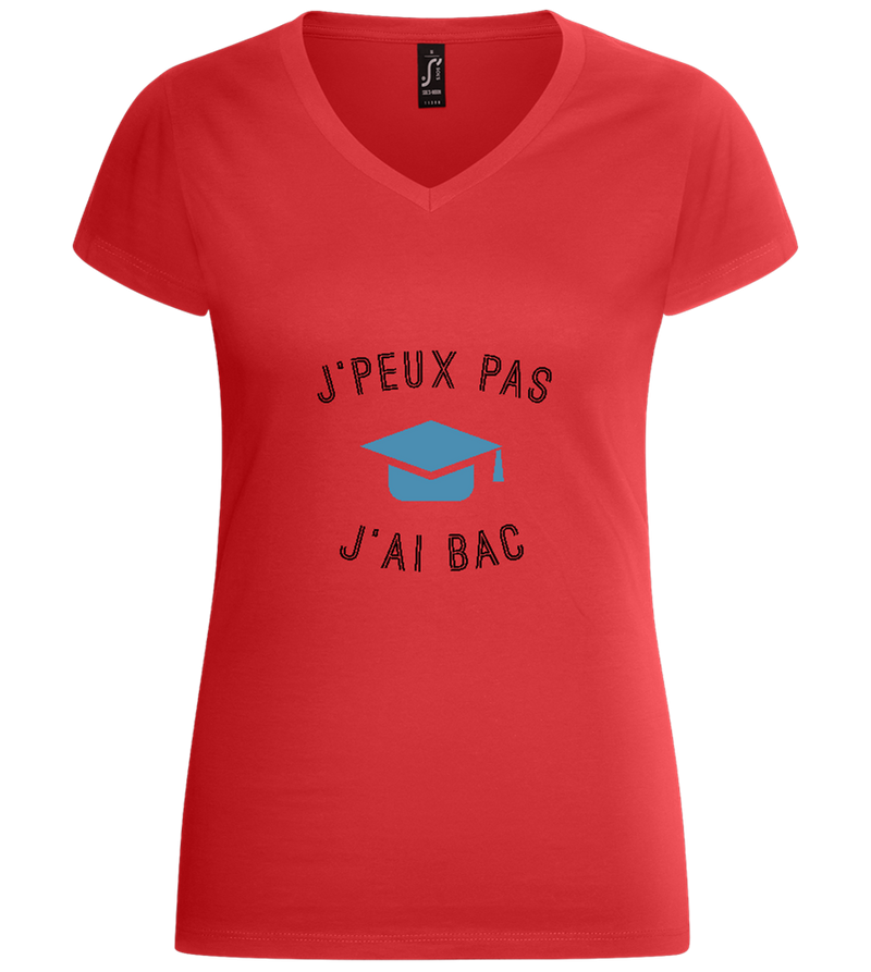 J'peux Pas J'ai Bac Design - Basic women's v-neck t-shirt_RED_front