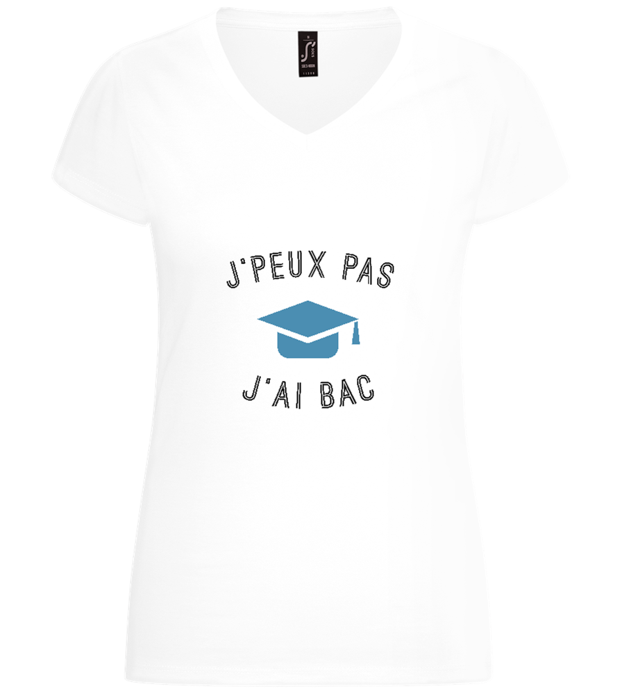 J'peux Pas J'ai Bac Design - Basic women's v-neck t-shirt_WHITE_front