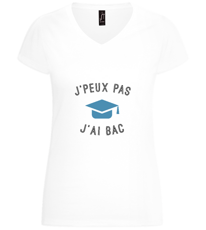 J'peux Pas J'ai Bac Design - Basic women's v-neck t-shirt_WHITE_front