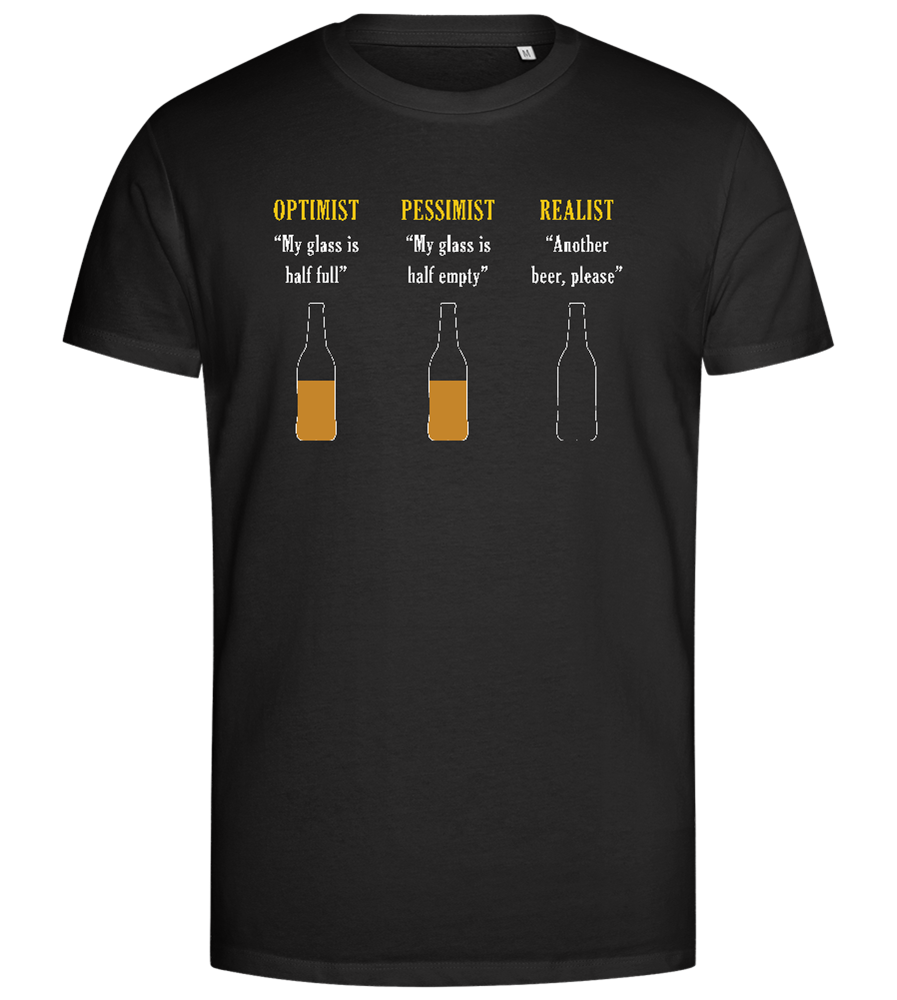 Optimist Pessimist Realist Design - Premium men's close fitting t-shirt_DEEP BLACK_front