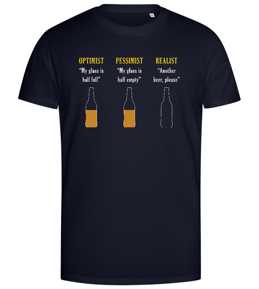 Optimist Pessimist Realist Design - Premium men's close fitting t-shirt_FRENCH NAVY_front