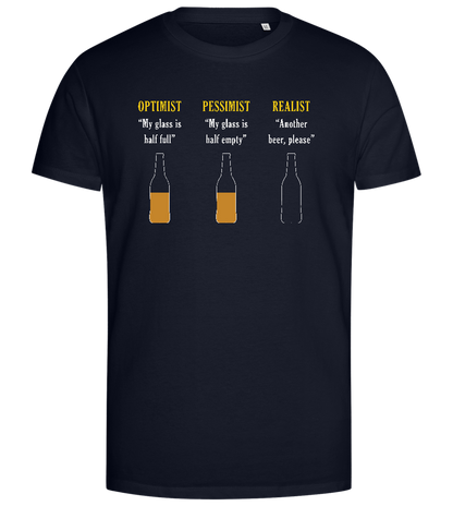 Optimist Pessimist Realist Design - Premium men's close fitting t-shirt_FRENCH NAVY_front