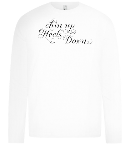 Chin Up Heels Down Design - Premium kids long sleeve t-shirt_WHITE_front