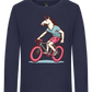 Unicorn On Bicycle Design - Premium kids long sleeve t-shirt_FRENCH NAVY_front