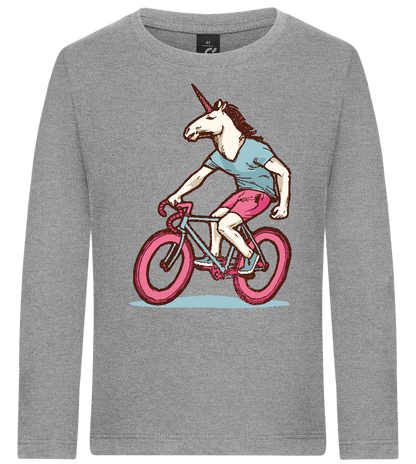 Unicorn On Bicycle Design - Premium kids long sleeve t-shirt_ORION GREY_front