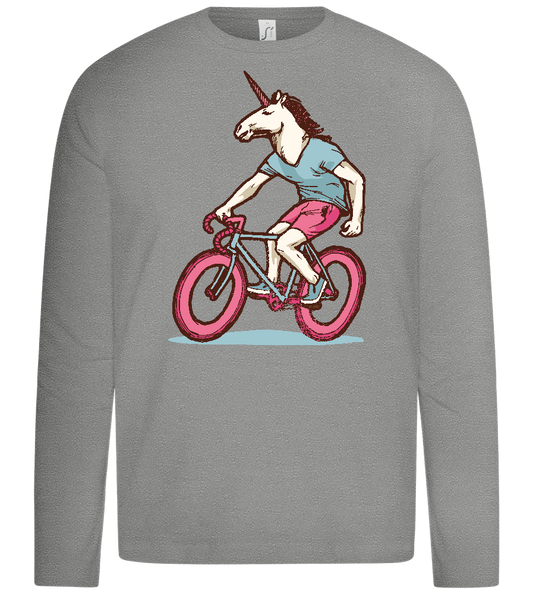 Unicorn On Bicycle Design - Premium kids long sleeve t-shirt_ORION GREY_front