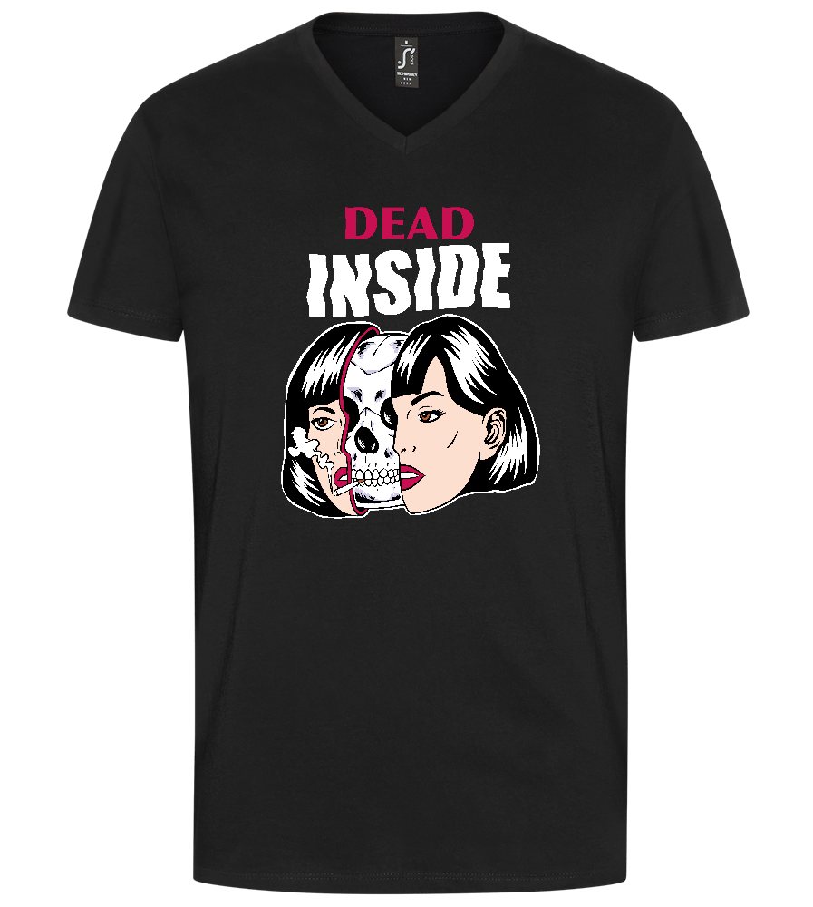 Dead Inside Skull Design - Premium men's v-neck t-shirt_DEEP BLACK_front