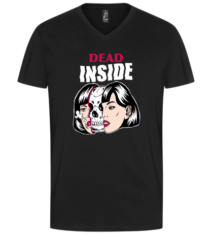 Dead Inside Skull Design - Premium men's v-neck t-shirt_DEEP BLACK_front