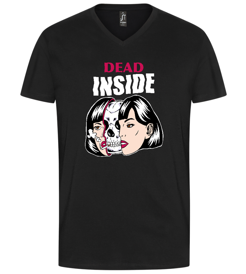 Dead Inside Skull Design - Premium men's v-neck t-shirt_DEEP BLACK_front