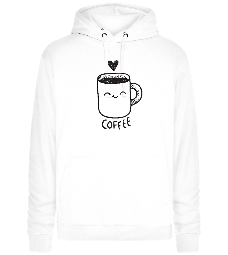 Smiling Coffee Design - Premium unisex hoodie_WHITE_front