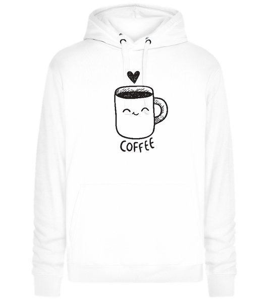 Smiling Coffee Design - Premium unisex hoodie_WHITE_front