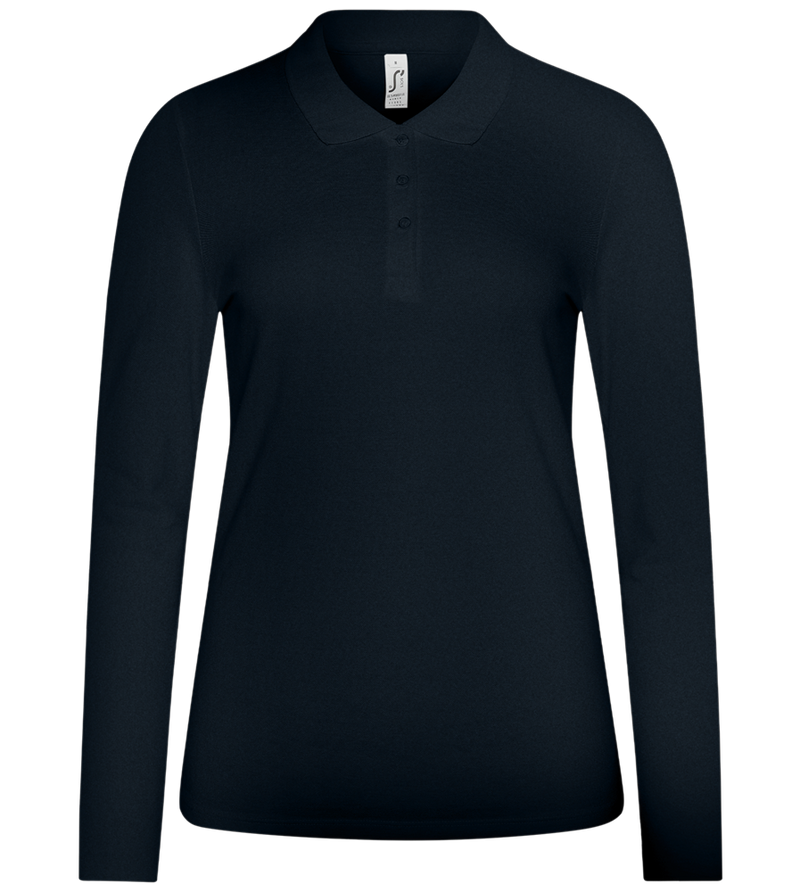 Premium Women´s long sleeve polo shirt_BLACK_front