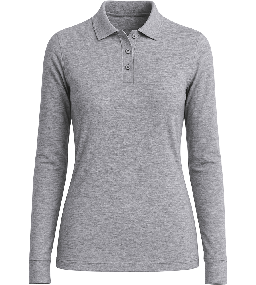 Premium Women´s long sleeve polo shirt_ORION GREY II_front