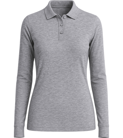Premium Women´s long sleeve polo shirt_ORION GREY II_front